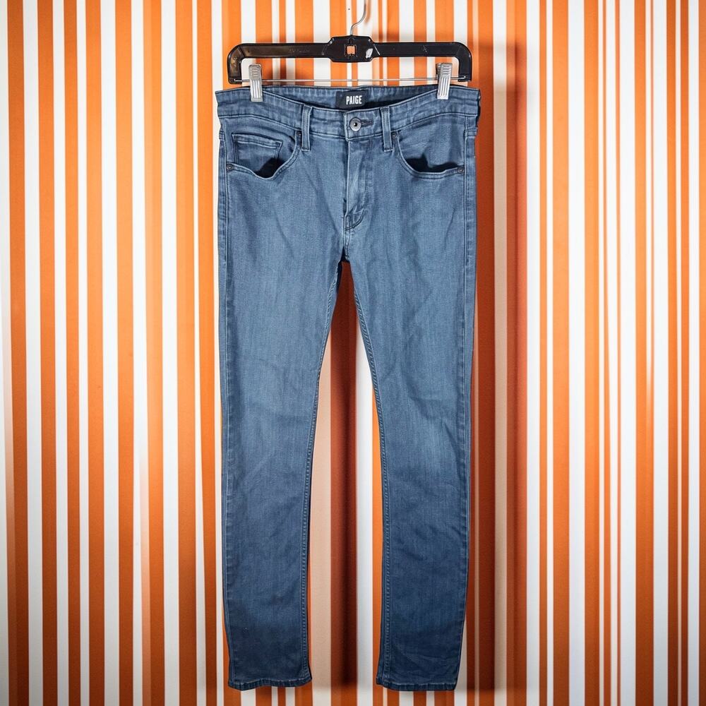 PAIGE Men's 29 Lennox Skinny Stretch Jeans Rowan Coated Dusty Blue m653734